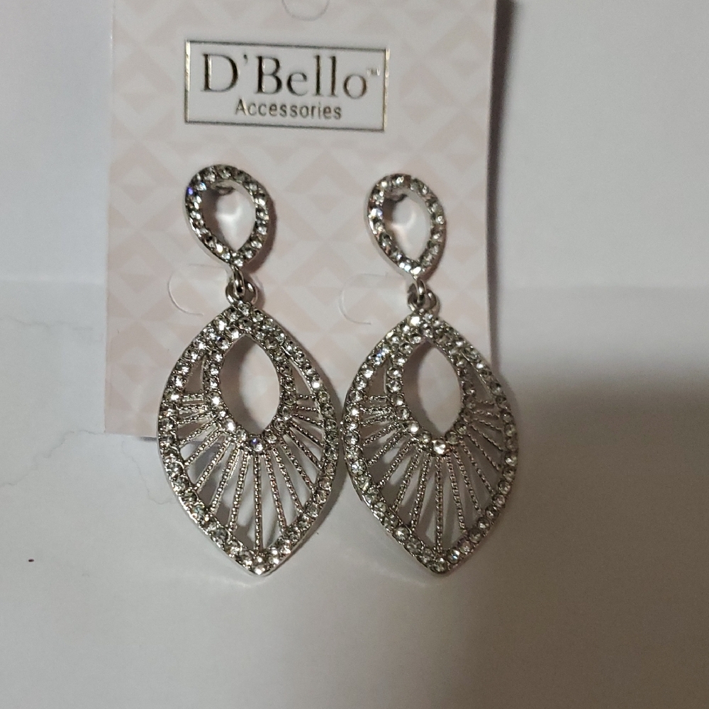 Silver Sparkling Drop Earrings